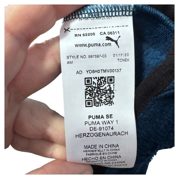 MENS XL SHERPA DARK AQUA BLUE PUMA LS‎ ZIP UP SHIRT - NWT - Picture 5 of 5